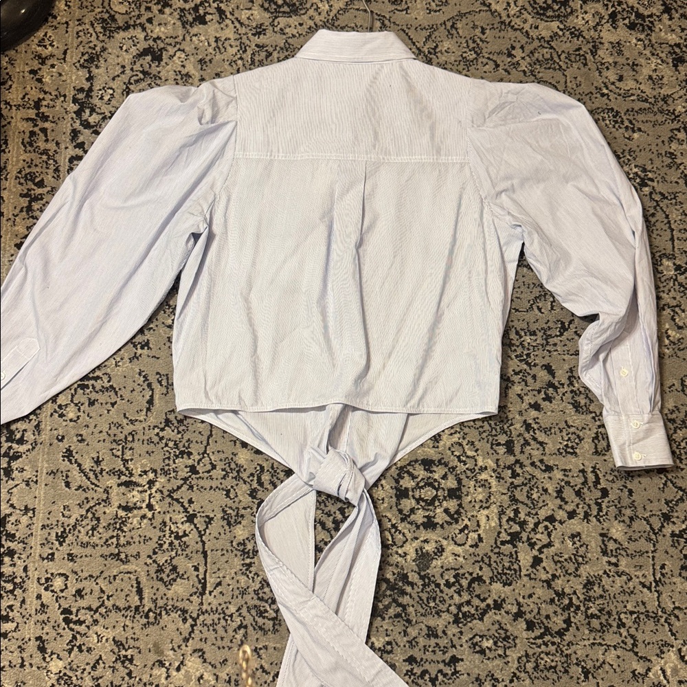 Pinstriped Button-Up tie front blouse - Picture 8 of 8